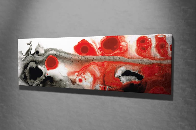 Canvastavla 80x30 cm - Abstrakt komposition med röda och svarta former - Röd / Svart / Vit - Inredning - Tavlor & konst - Canvastavlor