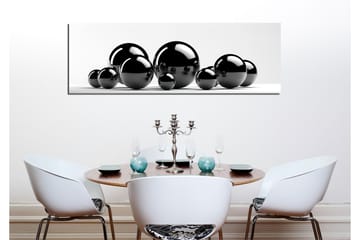 Canvastavla 80x30 cm - Reflekterande svarta sfärer i varierande storlekar - Svart / Grå - Inredning - Tavlor & konst - Canvastavlor