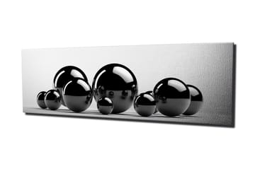Canvastavla 80x30 cm - Reflekterande svarta sfärer i varierande storlekar - Svart / Grå - Inredning - Tavlor & konst - Canvastavlor