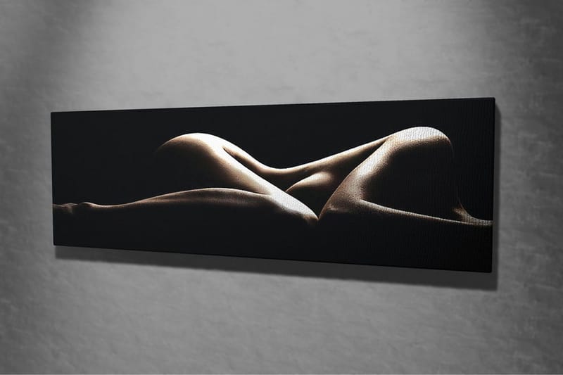 Canvastavla 80x30 cm - Sensuell komposition av nakna kroppar i mjuka former - Beige / Svart - Inredning - Tavlor & konst - Canvastavlor