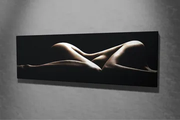 Canvastavla 80x30 cm - Sensuell komposition av nakna kroppar i mjuka former - Beige / Svart - Inredning - Tavlor & konst - Canvastavlor