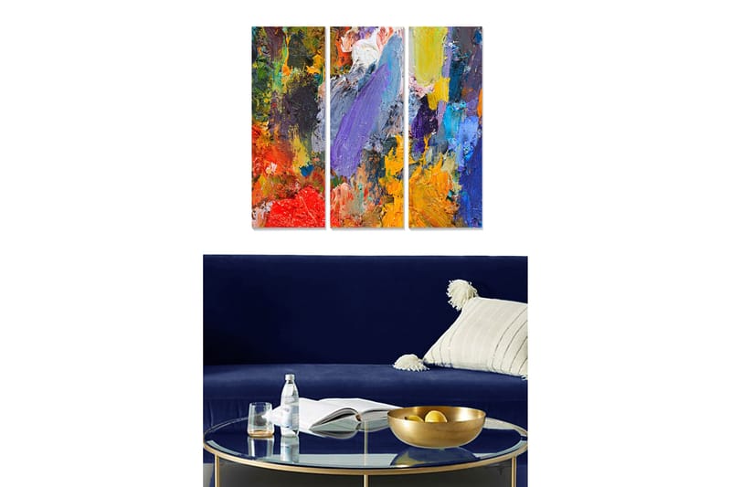 Canvastavla Abstract 3-pack Flerfärgad - 20x50 cm - Inredning - Tavlor & konst - Canvastavlor