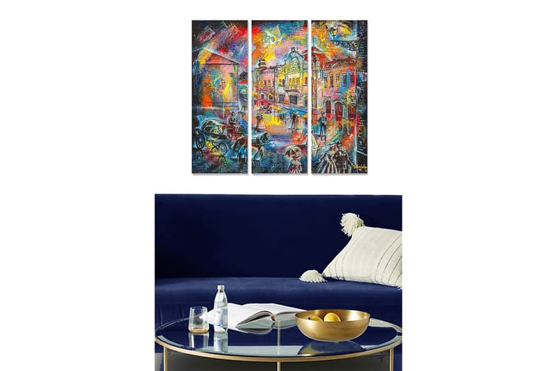Canvastavla Abstract 3-pack Flerfärgad - 20x50 cm - Inredning - Tavlor & konst - Canvastavlor