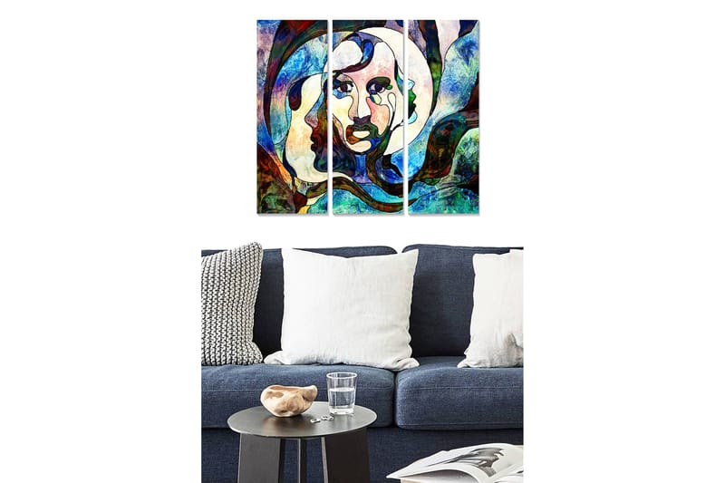 Canvastavla Abstract 3-pack Flerfärgad - 20x50 cm - Inredning - Tavlor & konst - Canvastavlor