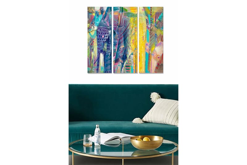 Canvastavla Abstract 3-pack Flerfärgad - 20x50 cm - Inredning - Tavlor & konst - Canvastavlor