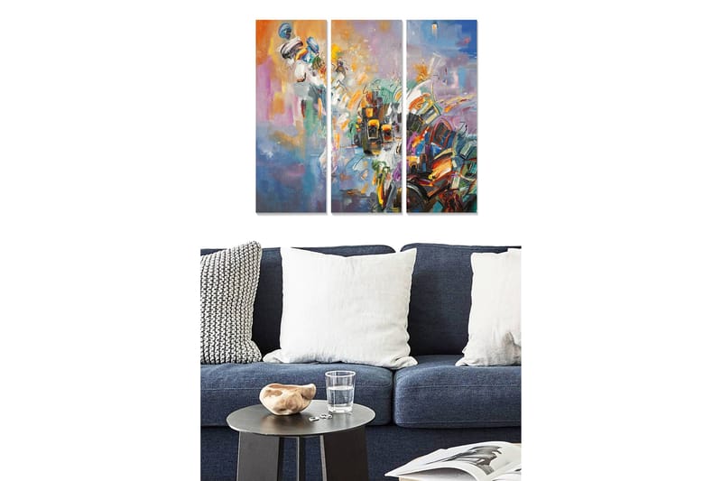 Canvastavla Abstract 3-pack Flerfärgad - 20x50 cm - Inredning - Tavlor & konst - Canvastavlor