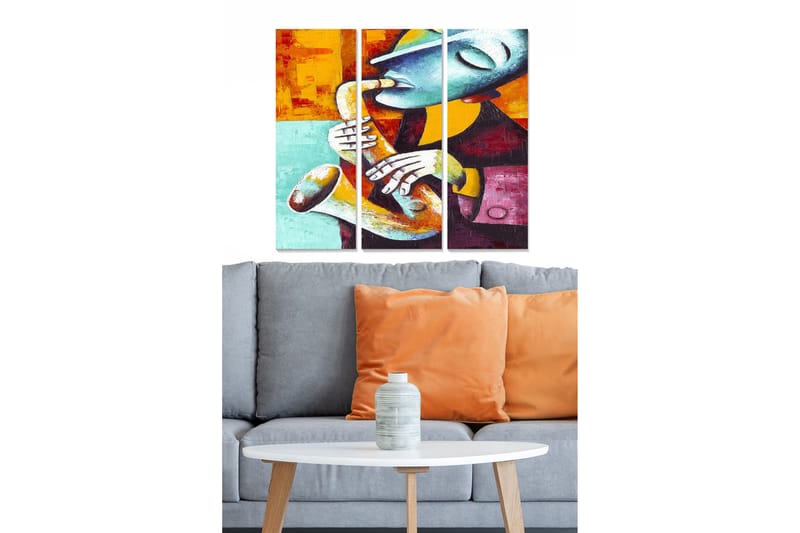 Canvastavla Abstract 3-pack Flerfärgad - 20x50 cm - Inredning - Tavlor & konst - Canvastavlor