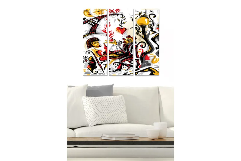 Canvastavla Abstract 3-pack Flerfärgad, 20x50 cm