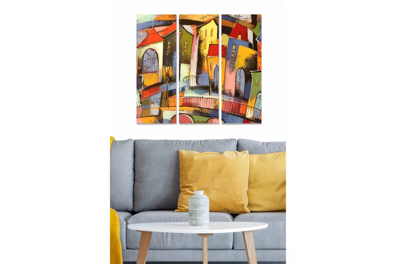 Canvastavla Abstract 3-pack Flerfärgad - 20x50 cm - Inredning - Tavlor & konst - Canvastavlor