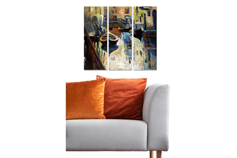 Canvastavla Abstract 3-pack Flerfärgad, 20x50 cm