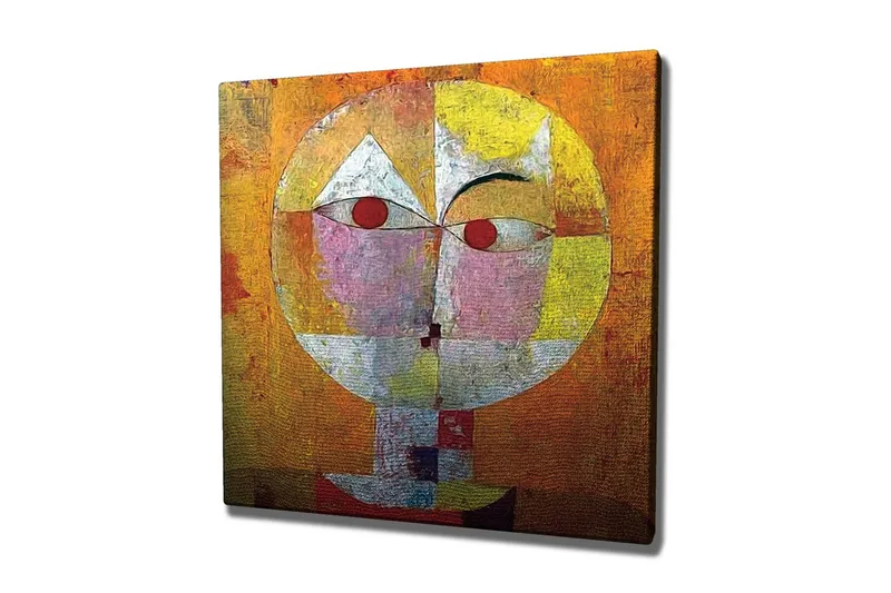 Canvastavla - Abstrakt ansikte med geometriska former och starka färger, Orange / Röd / Vit