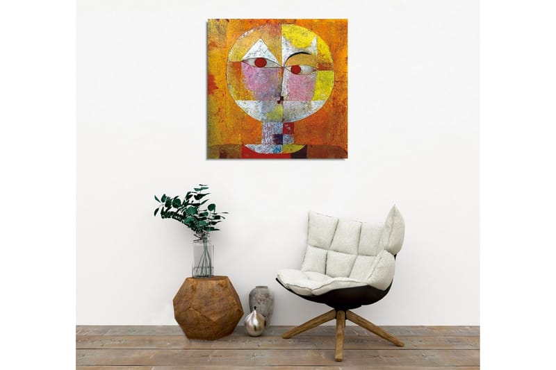 Canvastavla - Abstrakt ansikte med geometriska former och starka färger - Orange / Röd / Vit - Inredning - Tavlor & konst - Canvastavlor