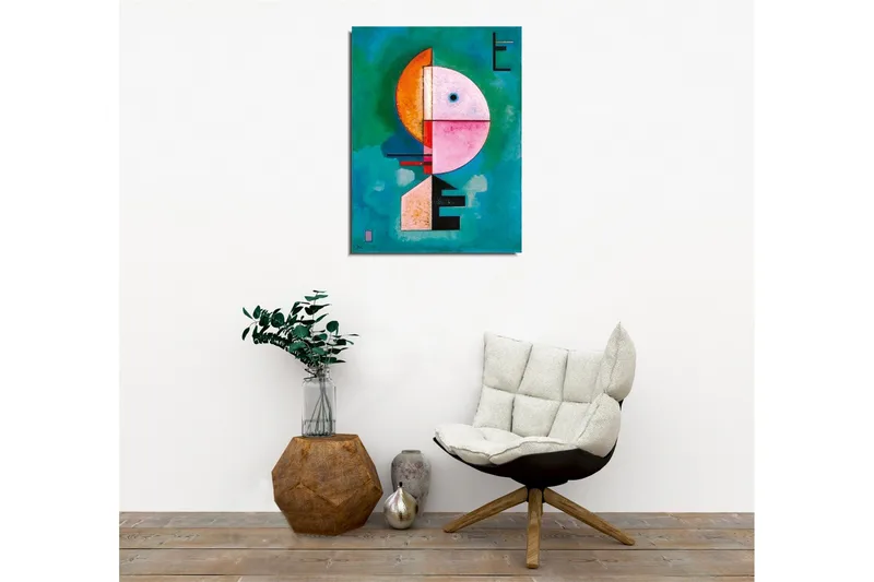 Canvastavla - Abstrakt ansikte med geometriska former - Turkos / Rosa / Orange - Inredning - Tavlor & konst - Canvastavlor