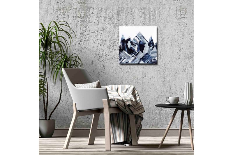 Canvastavla - Abstrakt berglandskap med geometriska former - Mörkblå / Grå / Vit - Inredning - Tavlor & konst - Canvastavlor