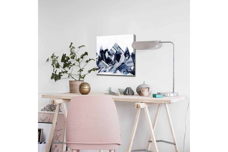 Canvastavla - Abstrakt berglandskap med geometriska former - Mörkblå / Grå / Vit - Inredning - Tavlor & konst - Canvastavlor