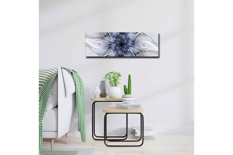 Canvastavla - Abstrakt blommotiv med svävande former - Blå / Vit / Svart - Inredning - Tavlor & konst - Canvastavlor