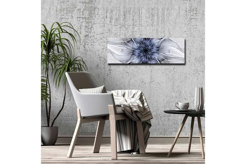 Canvastavla - Abstrakt blommotiv med svävande former - Blå / Vit / Svart - Inredning - Tavlor & konst - Canvastavlor