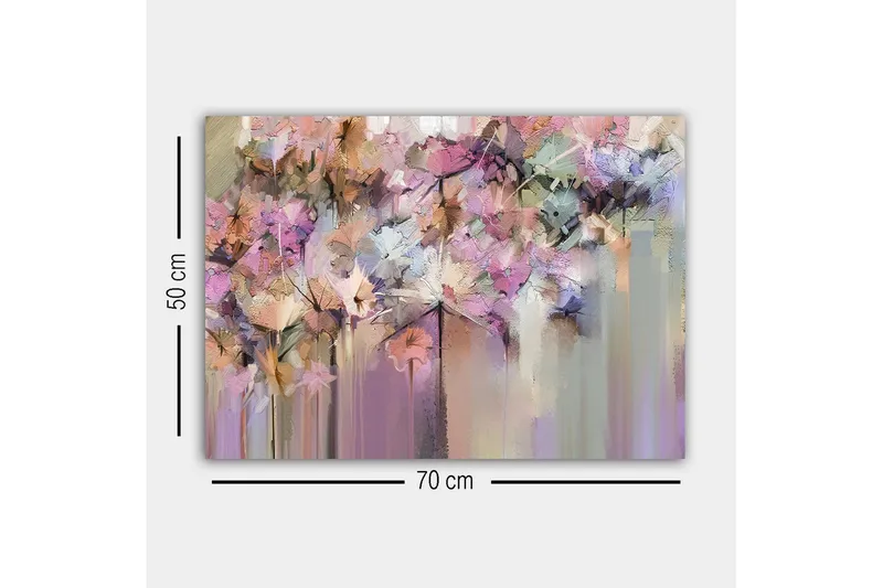 Canvastavla - Abstrakt blomsterkomposition i mjuka pastellfärger - Lila / Rosa / Beige - Inredning - Tavlor & konst - Canvastavlor