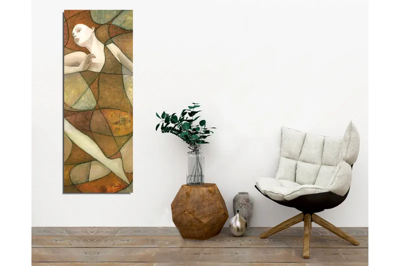 Canvastavla - Abstrakt figur med mjuka linjer och geometriska former - Terrakotta / Beige / Grön - Inredning - Tavlor & konst - Canvastavlor