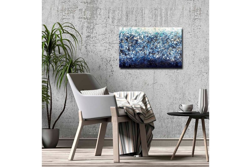Canvastavla - Abstrakt havslandskap med nyanser av blått och vita inslag - Mörkblå / Ljusblå / Vit - Inredning - Tavlor & konst - Canvastavlor