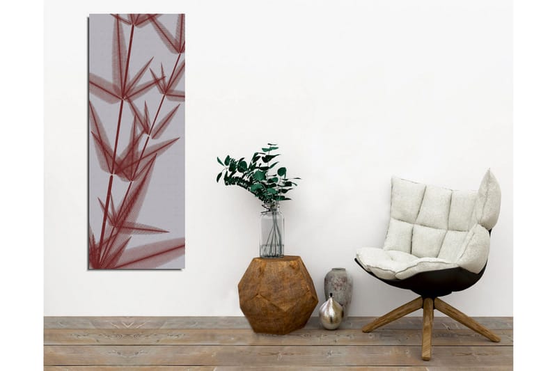 Canvastavla - Abstrakt komposition av stiliserade växtformer i röd nyans - Röd / Grå - Inredning - Tavlor & konst - Canvastavlor