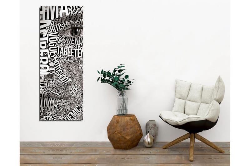 Canvastavla - Abstrakt komposition av text och ögonmotiv - Svart / Vitt - Inredning - Tavlor & konst - Canvastavlor