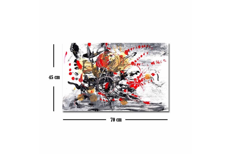 Canvastavla - Abstrakt komposition med blommor och dynamiska linjer - Röd / Svart / Guld - Inredning - Tavlor & konst - Canvastavlor