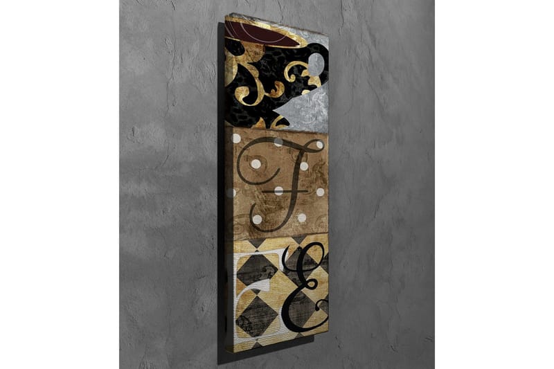 Canvastavla - Abstrakt komposition med bokstäver och mönster - Svart / Guld / Beige - Inredning - Tavlor & konst - Canvastavlor