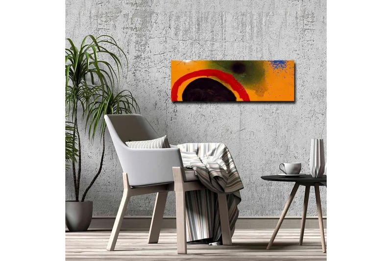 Canvastavla - Abstrakt komposition med cirkulära former och färgglada inslag - Orange / Svart / Röd - Inredning - Tavlor & konst - Canvastavlor