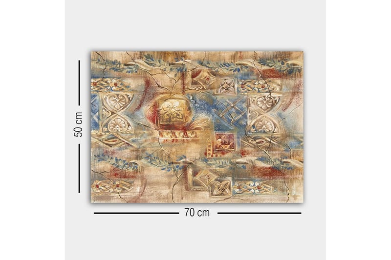 Canvastavla - Abstrakt komposition med dekorativa mönster och texturer - Beige / Blå / Röd - Inredning - Tavlor & konst - Canvastavlor