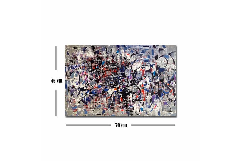 Canvastavla - Abstrakt komposition med dynamiska linjer och former - Mörkblå / Röd / Vit - Inredning - Tavlor & konst - Canvastavlor