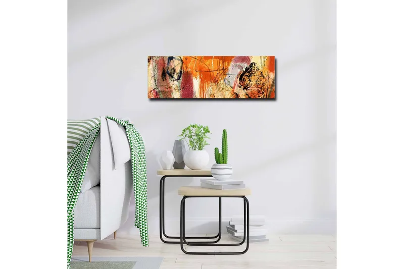 Canvastavla - Abstrakt komposition med energiska färger och former - Orange / Röd / Lila - Inredning - Tavlor & konst - Canvastavlor