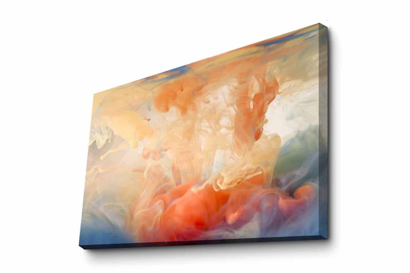 Canvastavla - Abstrakt komposition med färgade svallningar, Orange / Blå / Beige