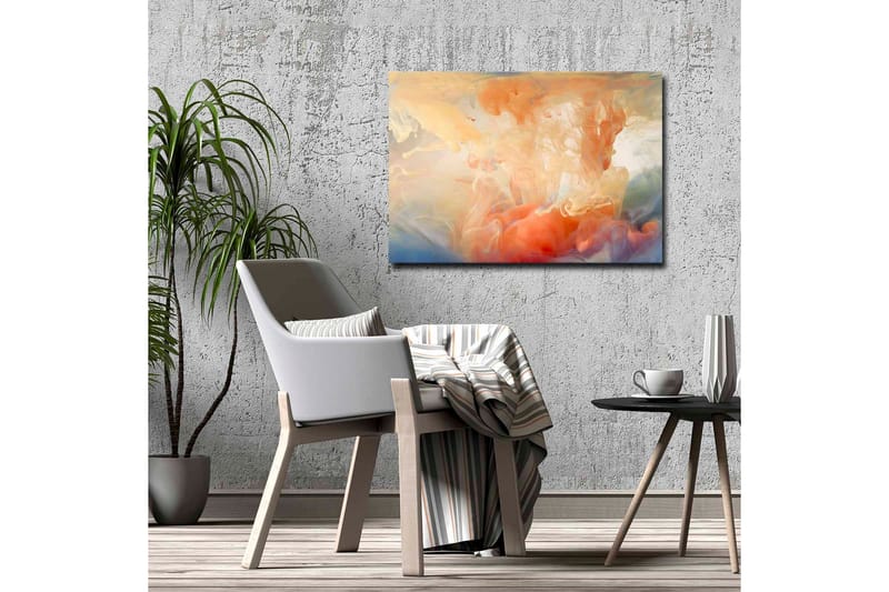 Canvastavla - Abstrakt komposition med färgade svallningar - Orange / Blå / Beige - Inredning - Tavlor & konst - Canvastavlor