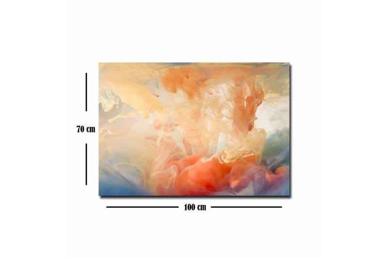 Canvastavla - Abstrakt komposition med färgade svallningar - Orange / Blå / Beige - Inredning - Tavlor & konst - Canvastavlor