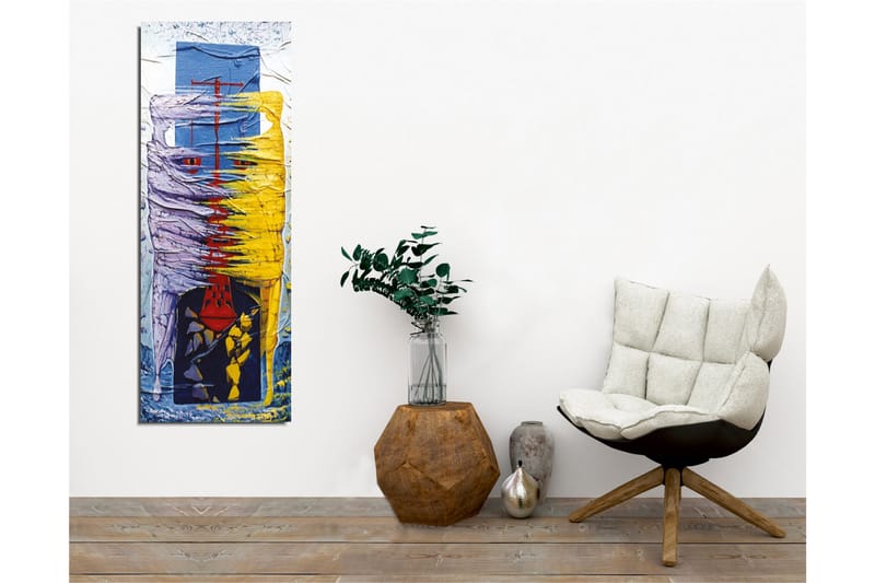 Canvastavla - Abstrakt komposition med färgglada former och linjer - Lila / Gul / Blå - Inredning - Tavlor & konst - Canvastavlor