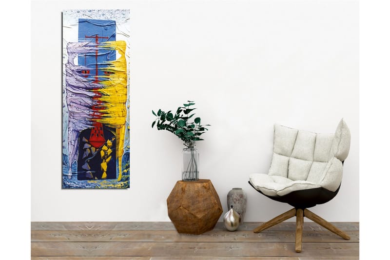 Canvastavla - Abstrakt komposition med färgglada former och linjer - Lila / Gul / Blå - Inredning - Tavlor & konst - Canvastavlor