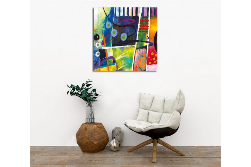 Canvastavla - Abstrakt komposition med färgglada geometriska former - Blå / Grön / Röd - Inredning - Tavlor & konst - Canvastavlor
