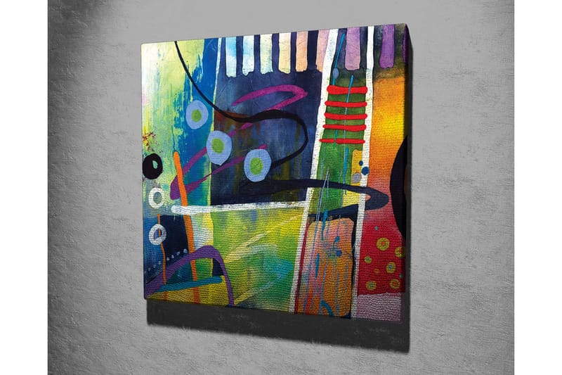 Canvastavla - Abstrakt komposition med färgglada geometriska former - Blå / Grön / Röd - Inredning - Tavlor & konst - Canvastavlor