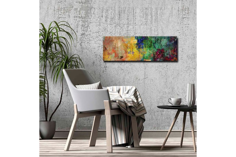 Canvastavla - Abstrakt komposition med färgglada mönster och texturer - Grön / Gul / Röd - Inredning - Tavlor & konst - Canvastavlor