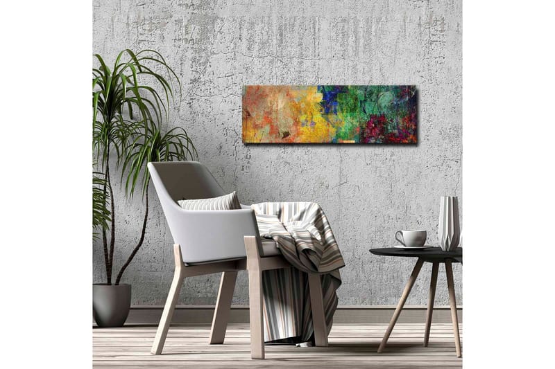 Canvastavla - Abstrakt komposition med färgglada mönster och texturer - Grön / Gul / Röd - Inredning - Tavlor & konst - Canvastavlor
