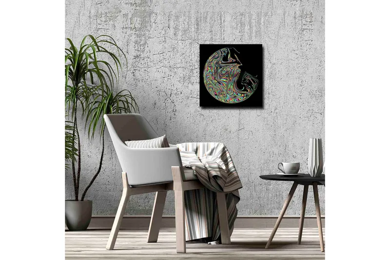 Canvastavla - Abstrakt komposition med färgglada svängningar - Lila / Grön / Gul - Inredning - Tavlor & konst - Canvastavlor