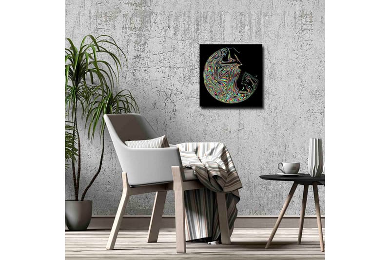 Canvastavla - Abstrakt komposition med färgglada svängningar - Lila / Grön / Gul - Inredning - Tavlor & konst - Canvastavlor