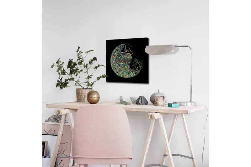 Canvastavla - Abstrakt komposition med färgglada svängningar - Lila / Grön / Gul - Inredning - Tavlor & konst - Canvastavlor