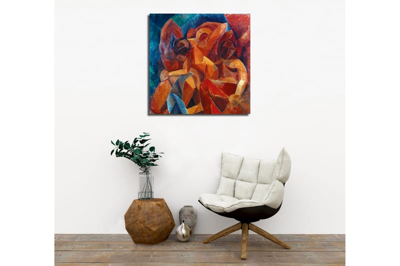 Canvastavla - Abstrakt komposition med figurer i samspel - Röd / Orange / Blå - Inredning - Tavlor & konst - Canvastavlor