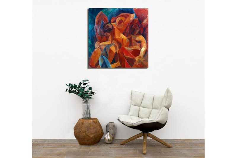 Canvastavla - Abstrakt komposition med figurer i samspel - Röd / Orange / Blå - Inredning - Tavlor & konst - Canvastavlor