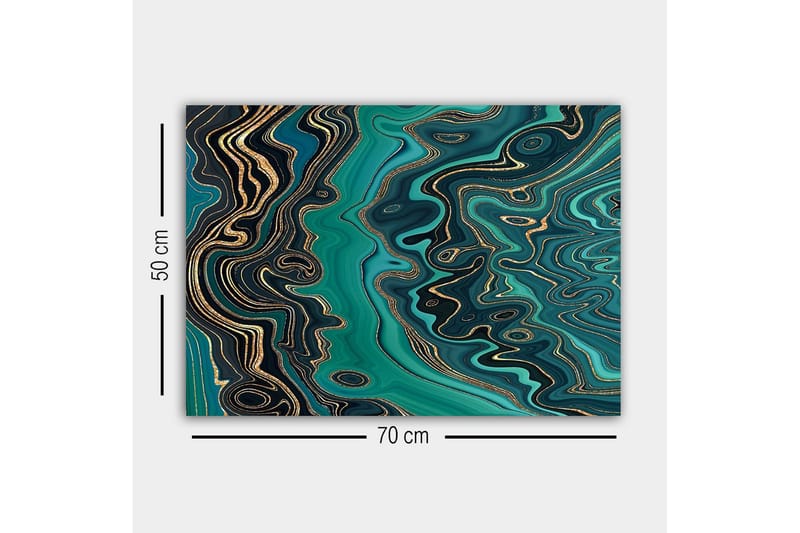 Canvastavla - Abstrakt komposition med flödande mönster i gröna nyanser - Mörkgrön / Turkos / Guld - Inredning - Tavlor & konst - Canvastavlor
