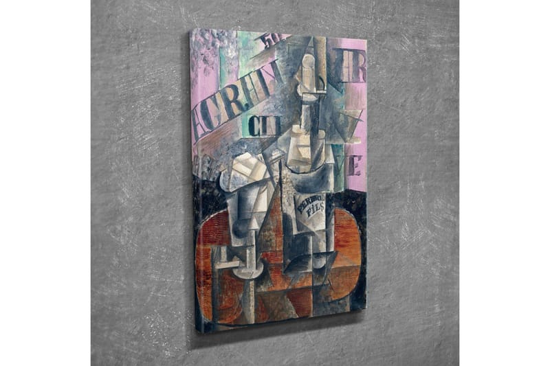 Canvastavla - Abstrakt komposition med flaskor och geometriska former - Grå / Brun / Rosa - Inredning - Tavlor & konst - Canvastavlor