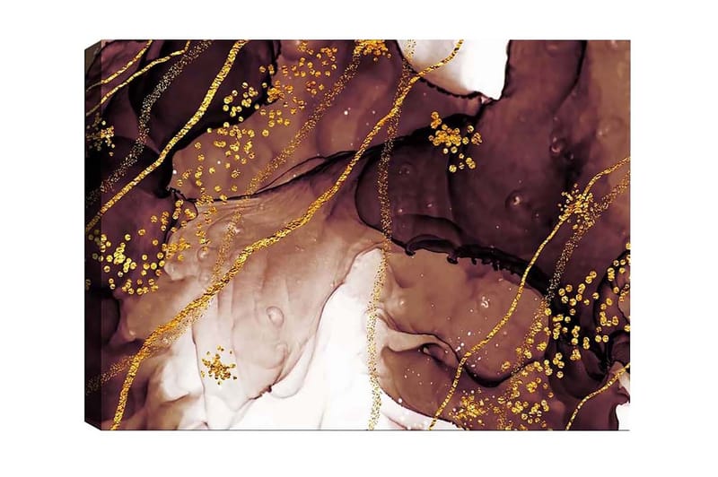 Canvastavla - Abstrakt komposition med flytande bruna och gyllene former - Mörkbrun / Guld / Ljusbeige - Inredning - Tavlor & konst - Canvastavlor