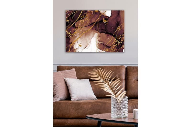 Canvastavla - Abstrakt komposition med flytande bruna och gyllene former - Mörkbrun / Guld / Ljusbeige - Inredning - Tavlor & konst - Canvastavlor